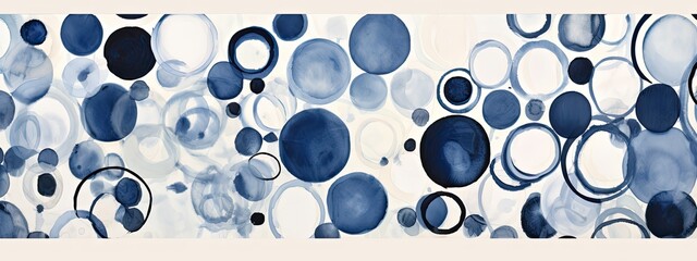 circles of blue and black watercolors on white