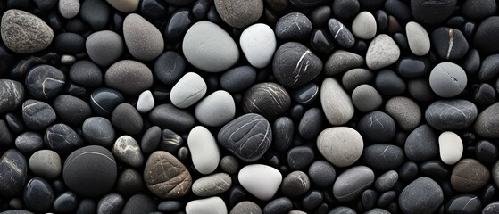 River Rocks in black, white, and grey.