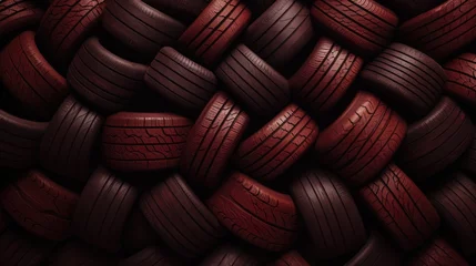 Fotobehang Rosewood background with car tires © Various Backgrounds