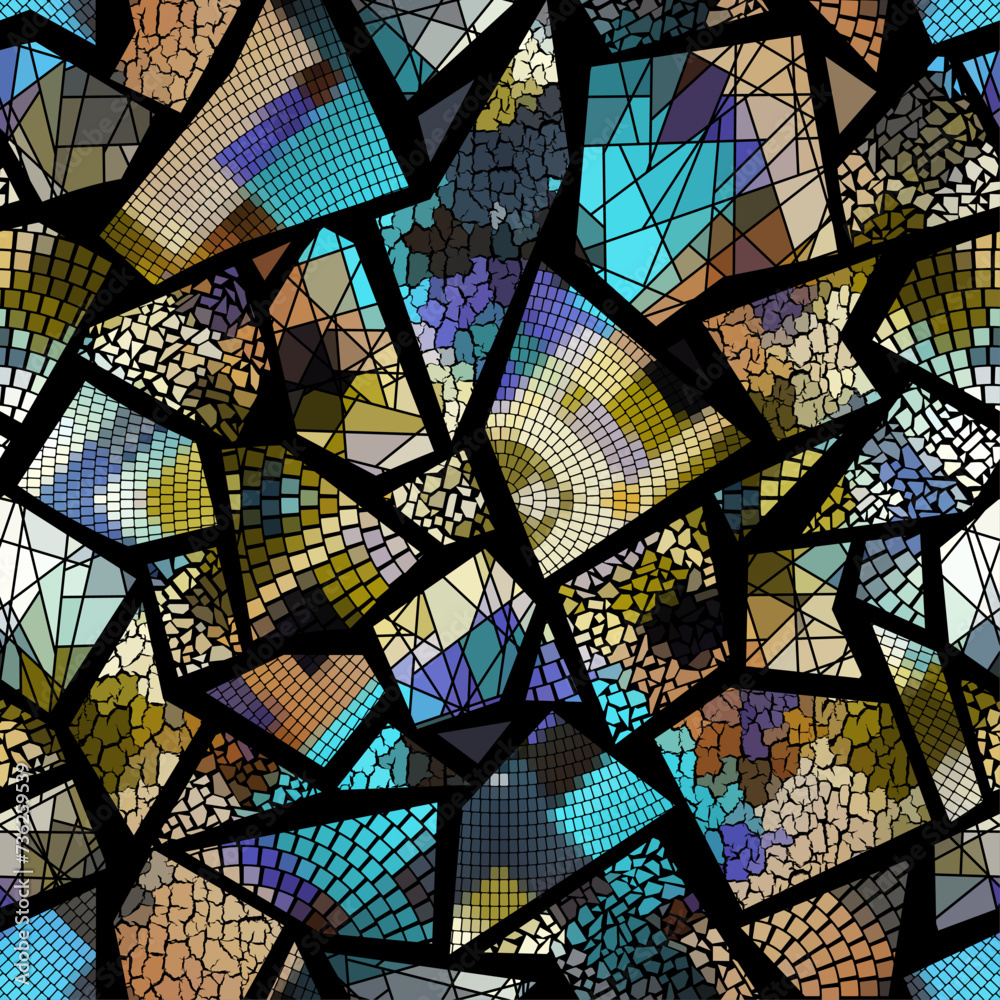 Aufkleber vector seamless mosaic art pattern. art background.
