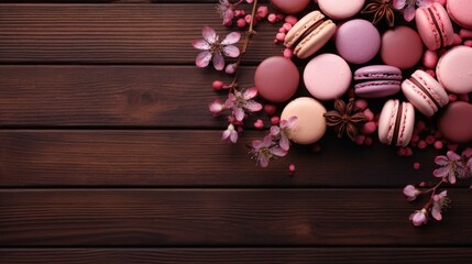 Rosewood Background with macarons