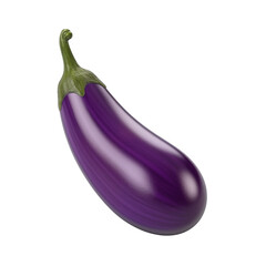 single eggplant isolated on transparent or white background, png