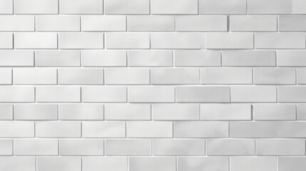Simple white brick wall with light gray shadows seamless pattern surface texture background in banner panorama wide format - obrazy, fototapety, plakaty