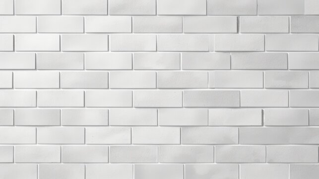 Simple white brick wall with light gray shadows seamless pattern surface texture background in banner panorama wide format