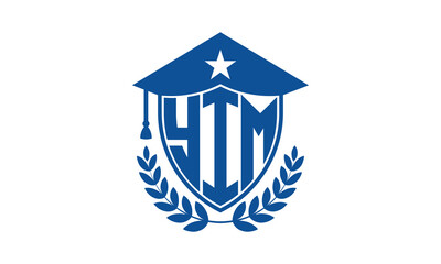 YIM three letter iconic academic logo design vector template. monogram, abstract, school, college, university, graduation cap symbol logo, shield, model, institute, educational, coaching canter, tech