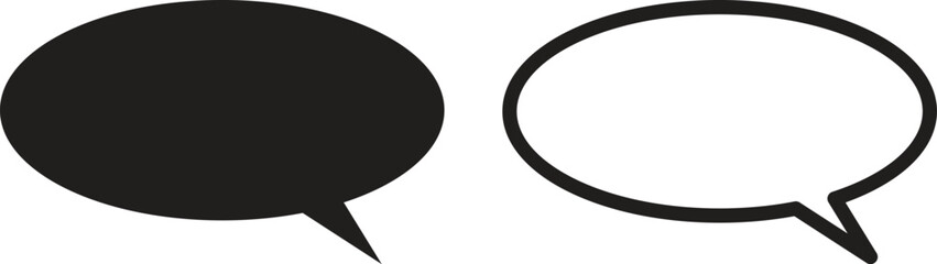Fototapeta premium oval speech bubble icon set in two styles isolated on white background . Vector illustration