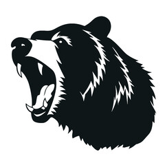 Grizzly bear silhouette - obrazy, fototapety, plakaty