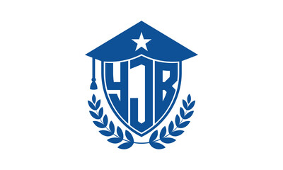 YJB three letter iconic academic logo design vector template. monogram, abstract, school, college, university, graduation cap symbol logo, shield, model, institute, educational, coaching canter, tech