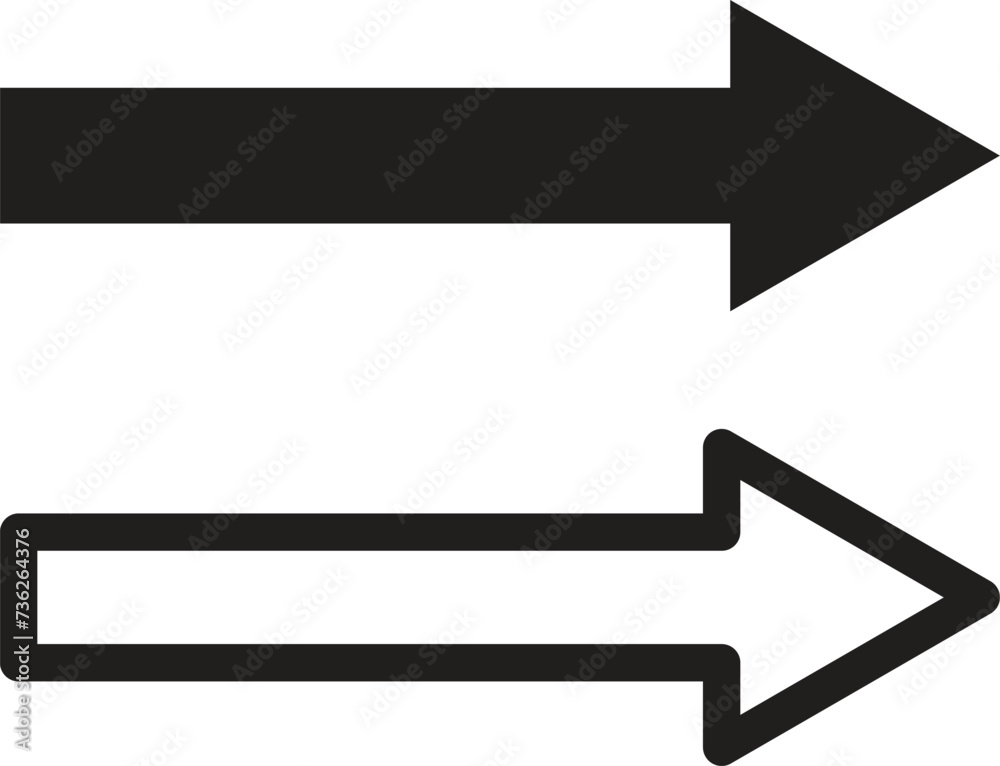 Poster right arrow icon set in two styles isolated on white background . next arrow icon vector