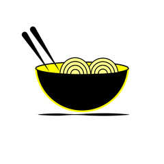 ramen in a bowl logo design vector graphic icon symbol illustration