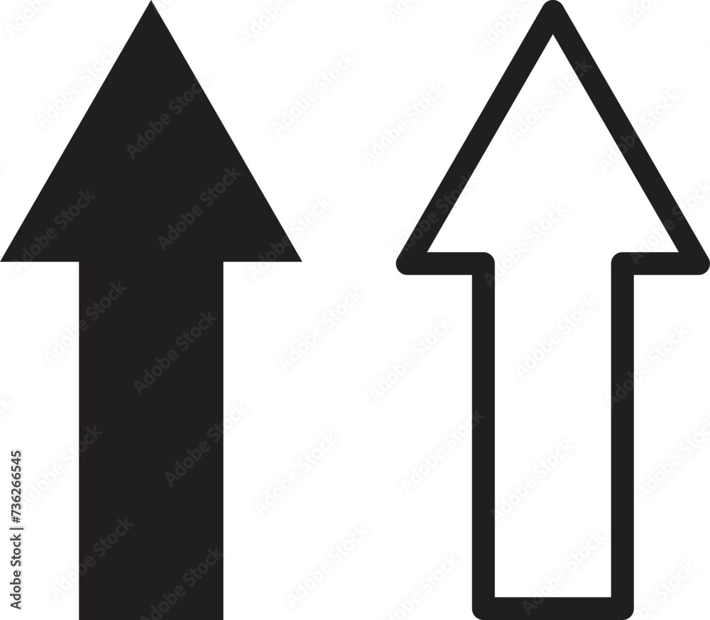 Poster up arrow icon set in two styles isolated on white background . upload icon vector