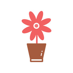 Flower pot Icon. Flower pot Flat Icon Symbol Vector Illustration