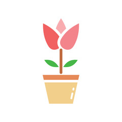 Flowerpot Icon. Flowerpot Flat Icon Symbol Vector Illustration