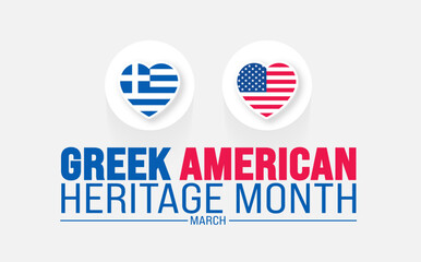 March is Greek American Heritage Month background design template with Greek and USA flag concept. use to background, banner, placard, card, and poster design template. vector illustration.