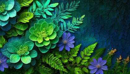 Fototapeta na wymiar Zielone rośliny na ciemnym tle