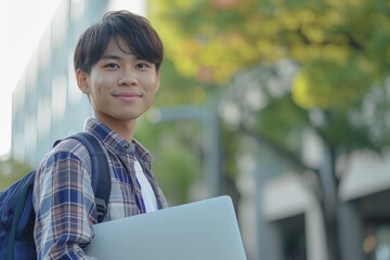 Asian man with laptop
