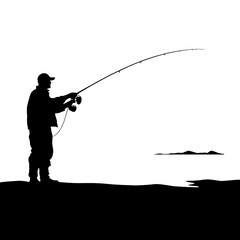 Obraz premium silhouette of a fisherman