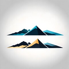 A sleek and simple flat vector logo of a mountain range tattoo, singlefaced and captured with HD precision. Isolated on a light white solid background.  Upscaling by