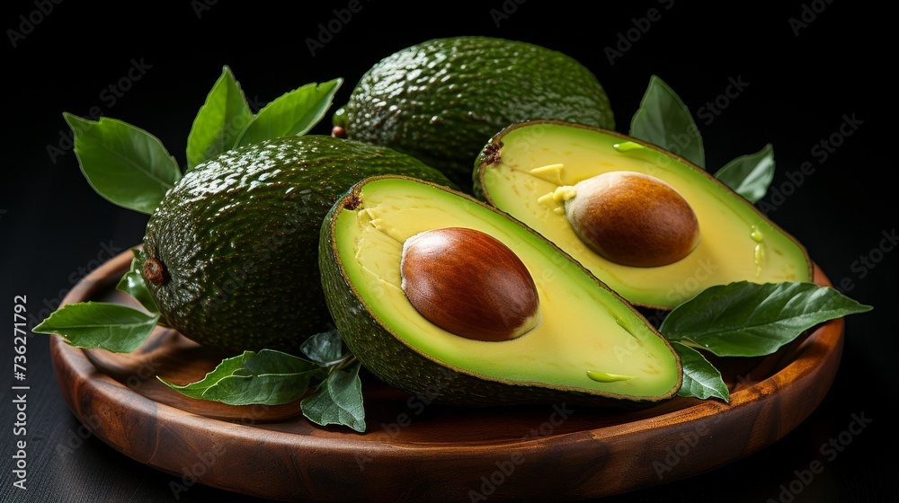 Poster a close-up of an avocado slice isolated on a white background.