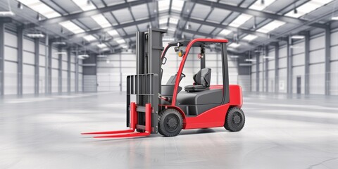 Fototapeta premium Modern Fork Lift Truck in an Empty Warehouse