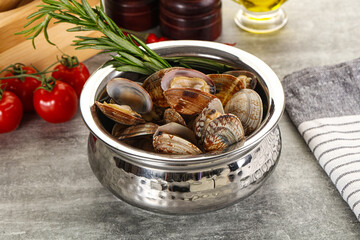 Raw vongole clams for cooking