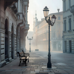 Imagine deserted city squares that tell stories of the past, now tranquil and serene as the day...