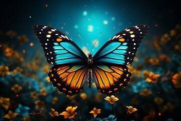 Beautiful monarch butterfly background and Colorful flying butterflies illustration