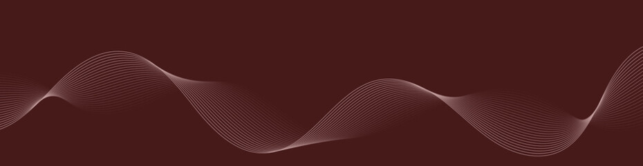 Abstract background with waves for banner. Web banner size. Vector background with lines. Element for design. Brown, burgundy color