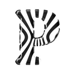White symbol with black thin straps. letter p