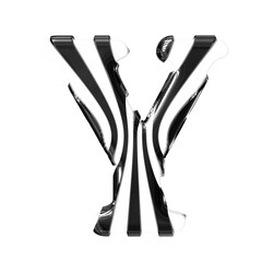 White symbol with black thin straps. letter y