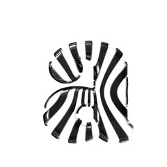 White symbol with black thin straps. letter a