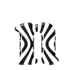 White symbol with black thin straps. letter n