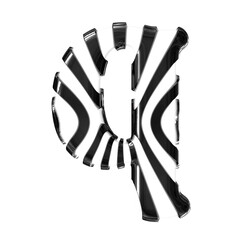 White symbol with black thin straps. letter q