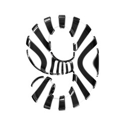 White symbol with black thin straps. number 9