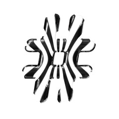 White symbol with black thin straps