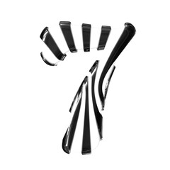 White symbol with black thin straps. number 7