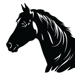 Horse head silhouette icon in black color. Vector template.
