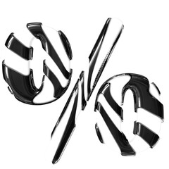 White symbol with black thin straps