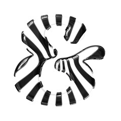 White symbol with black thin straps