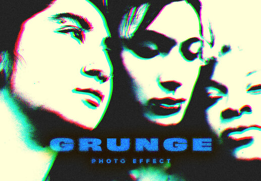 Grunge Offset Photo Effect Mockup