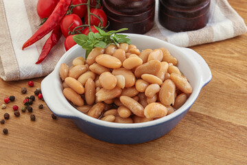 Whinte canned kidney beans in the bowl