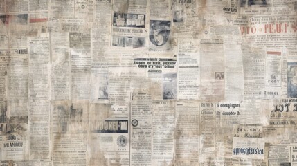 The background is old newspaper clippings in Pearl color