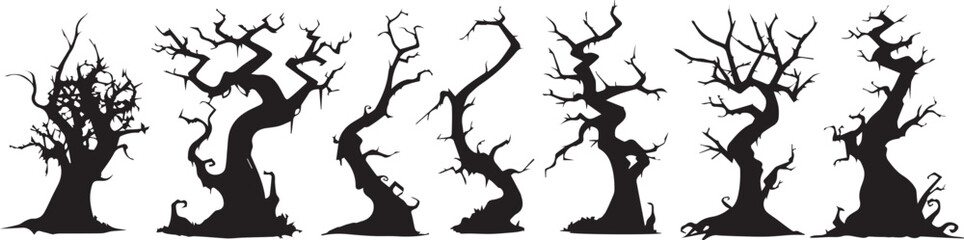 Set Trees. Hand drawn vector illustration