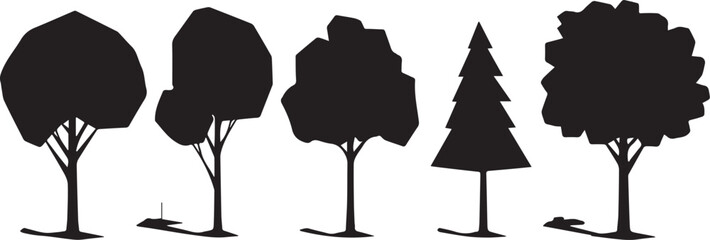 Set Trees. Hand drawn vector illustration