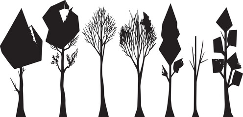 Set Trees. Hand drawn vector illustration