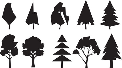 Set Trees. Hand drawn vector illustration