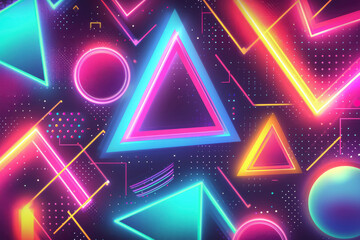 1980s Neon Brights: The 1980s was characterized by bold, vibrant colors, often in neon shades. Hot pink - obrazy, fototapety, plakaty