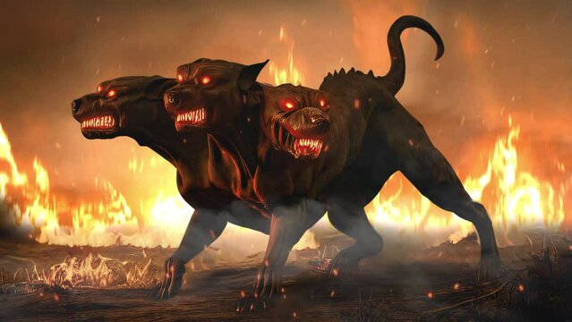 Cerberus the three-headed hellhound, Greek mythology, hell's dog