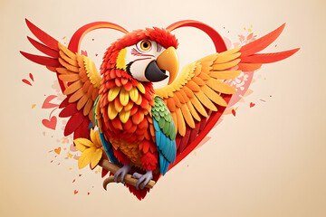 illustration of a red and yellow macaw illustration of an abstract bird heart with wings red and yellow bird red and yellow macaw bird of paradise