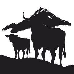 
silhouette of a cow
